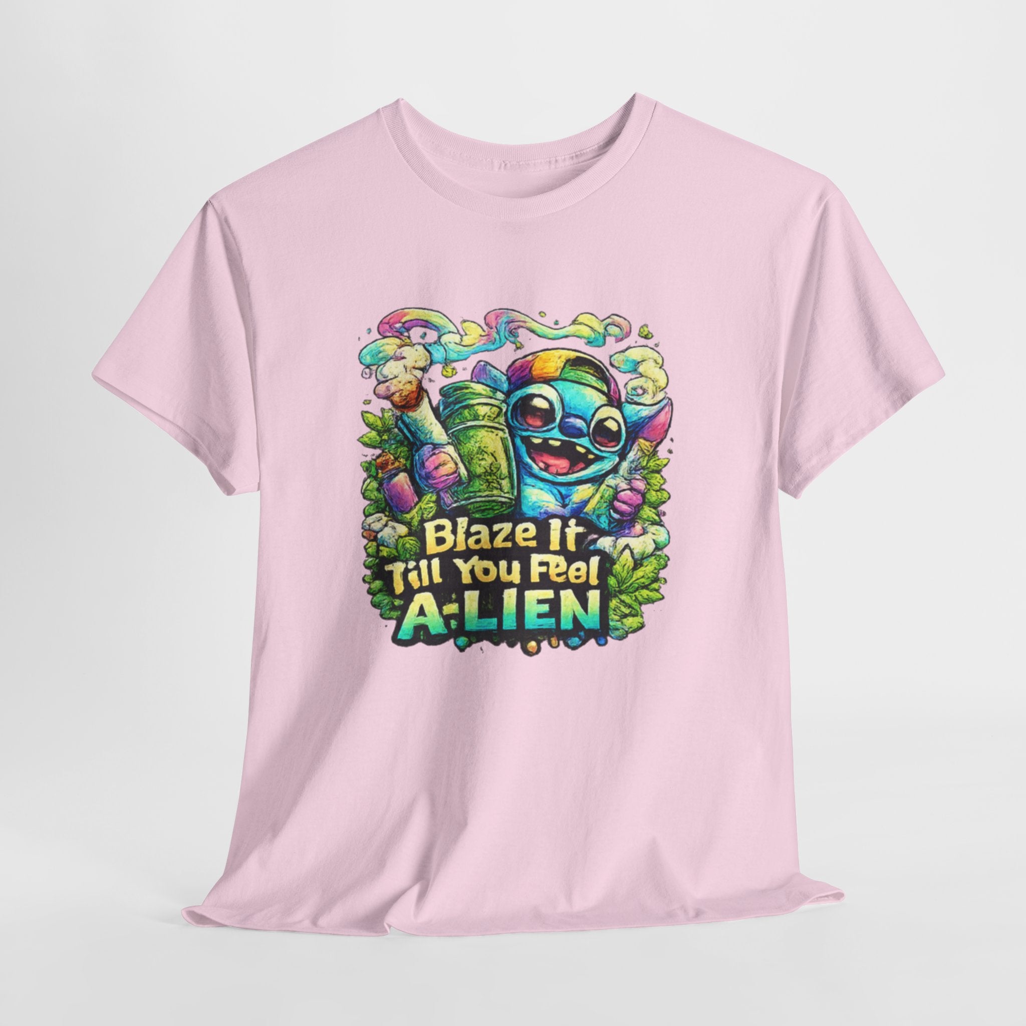 Alien Mushroom Graphic Tee - "Blaze It Till You’re A-LIEN" Psychedelic Cartoon Shirt