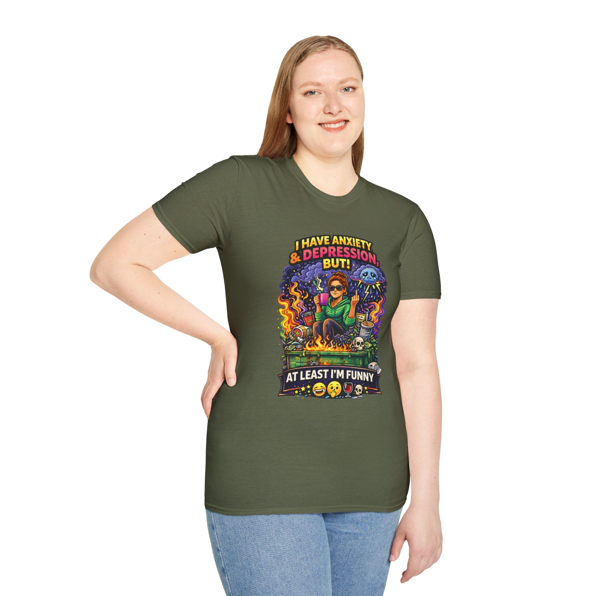 Funny Anxiety & Depression T‑Shirt — “I Have Anxiety & Depression But At Least I’m Funny” Graphic Tee