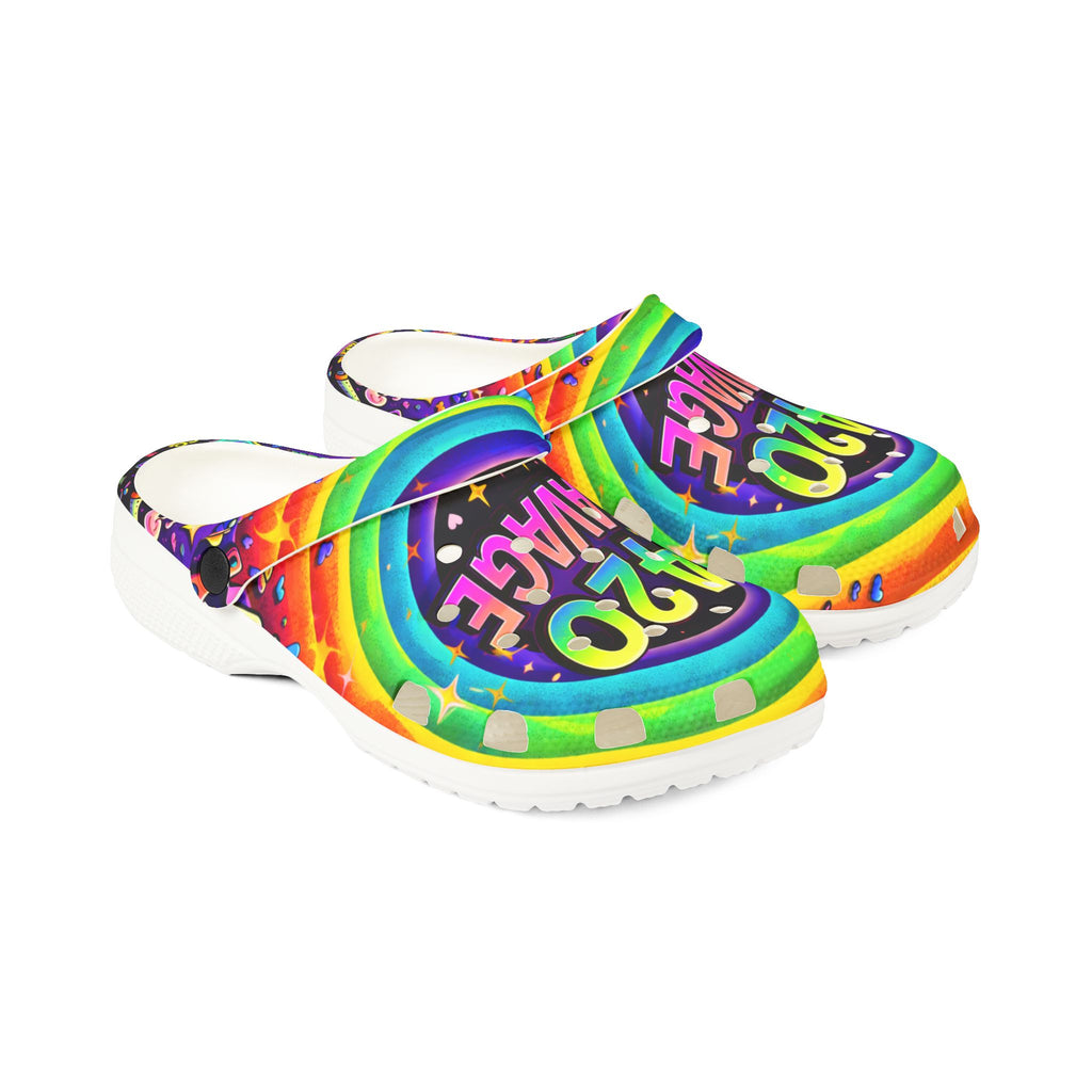 420 Savage Rainbow EVA Foam Clogs — Colorful Weed Graphic Slip-On Shoes