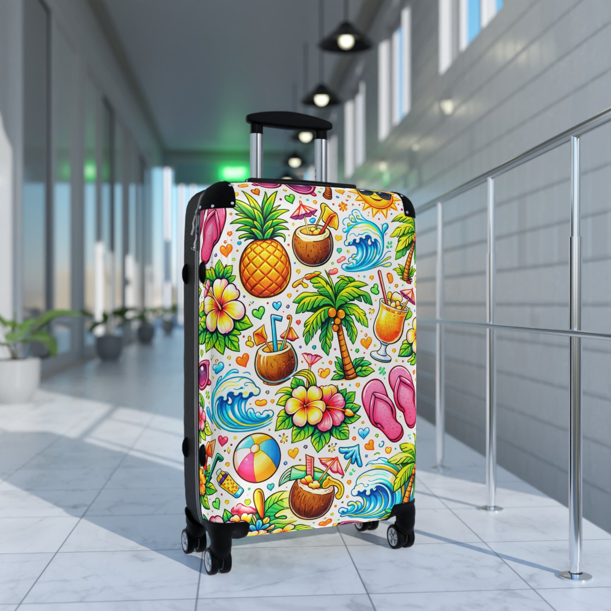 Tropical Vacation Suitcase – Colorful Pineapple & Palm Beach Carry-On