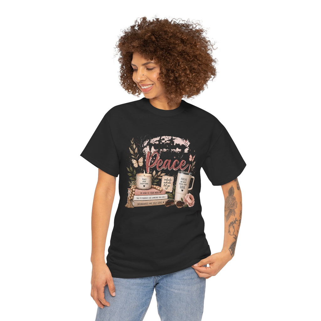 Protecting My Peace T-Shirt — Cozy Floral Coffee & Book Graphic Tee