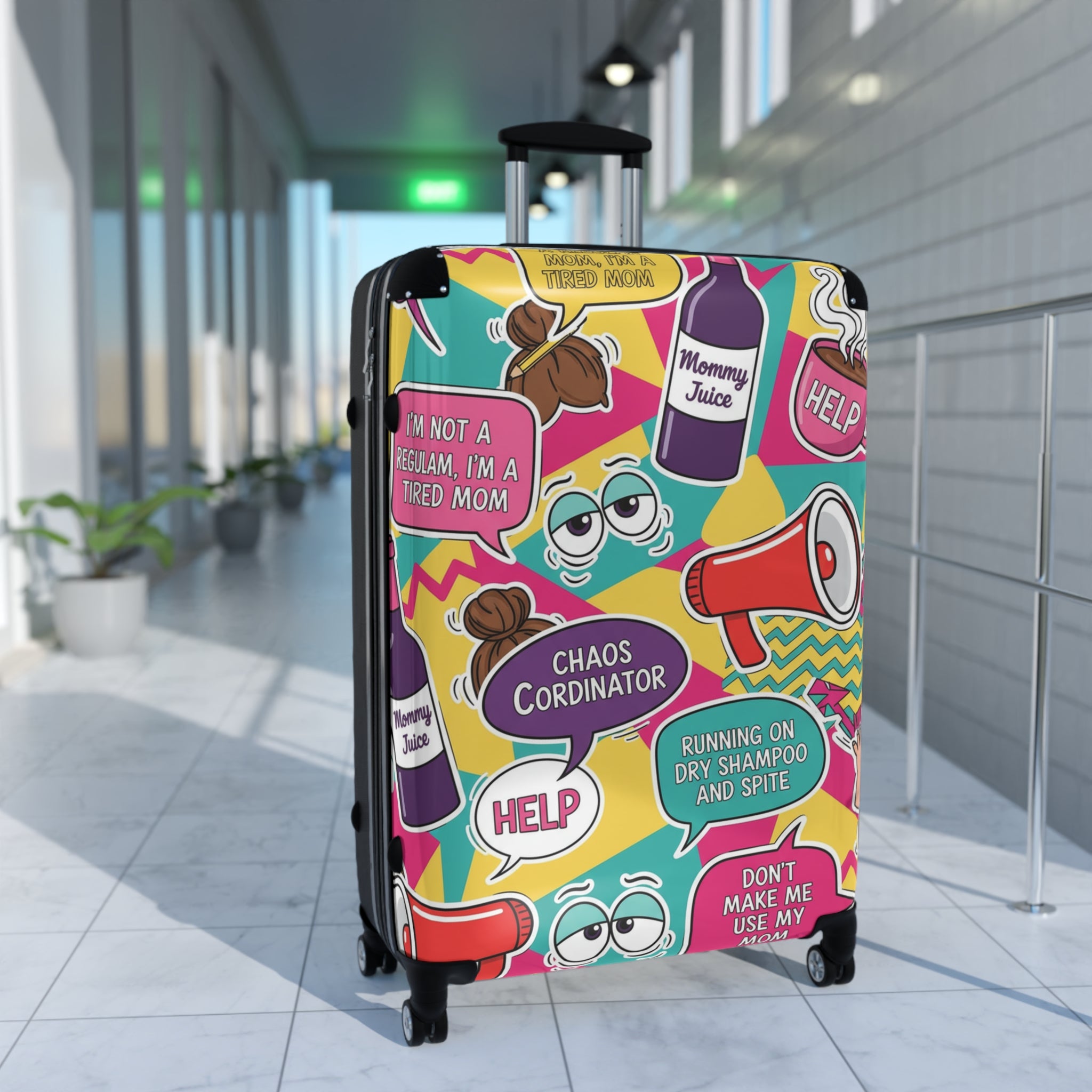 Funny Mom Travel Suitcase – 'Chaos Coordinator' Luggage Cover with Humorous Mom Sayings