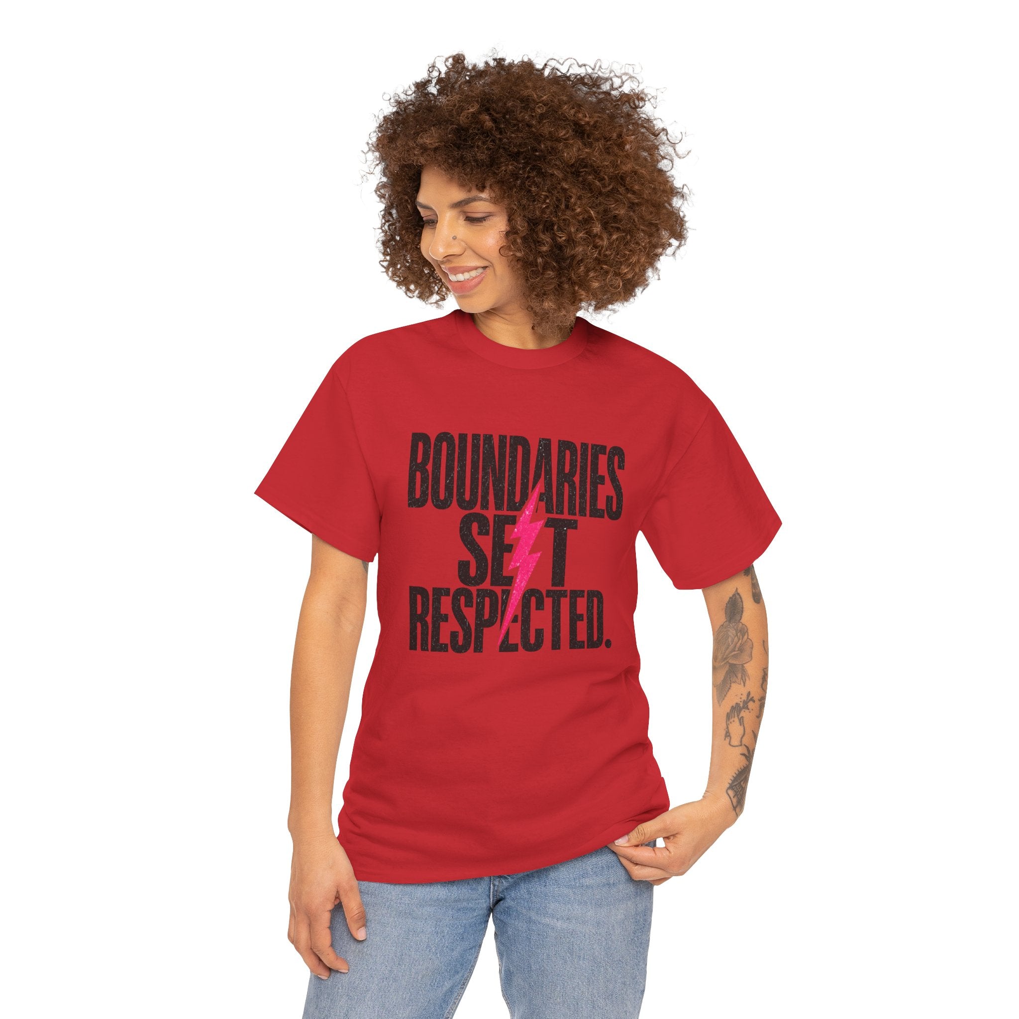 T-Shirt — "Boundaries Set. Respected." Lightning Bolt Graphic Tee
