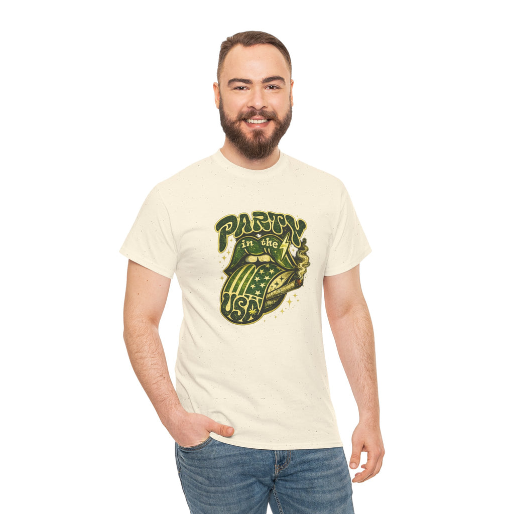 Party in the USA Graphic T-Shirt – Retro Rolling Tongue Design