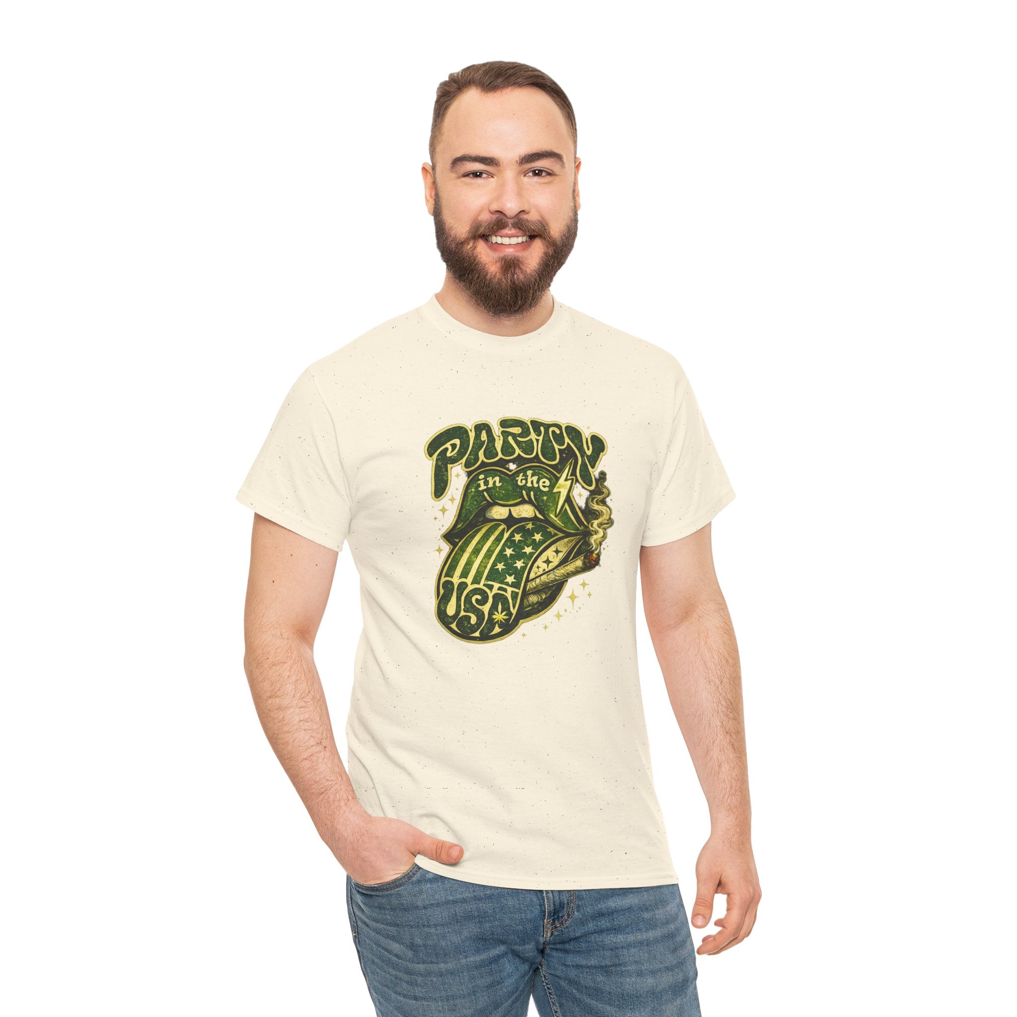 Party in the USA Graphic T-Shirt – Retro Rolling Tongue Design