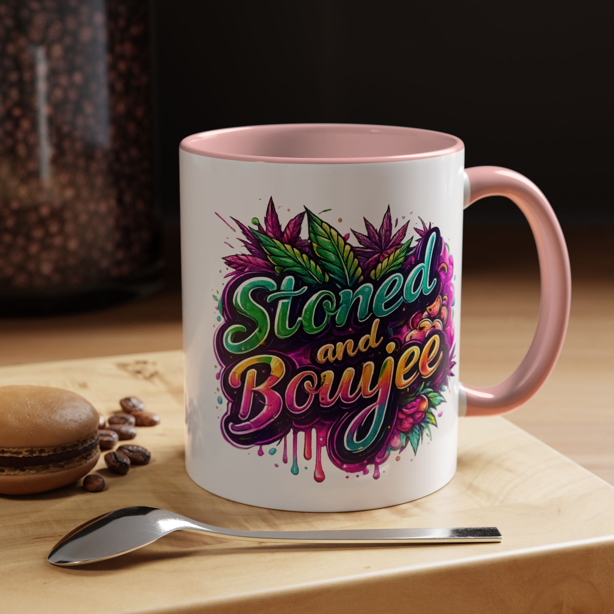 Accent Coffee Mug — "Stoned and Boujee" Colorful Cannabis Art