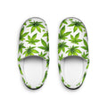 Women's Indoor Slippers — Green Watercolor Cannabis Leaf Pattern Cozy House Shoes
