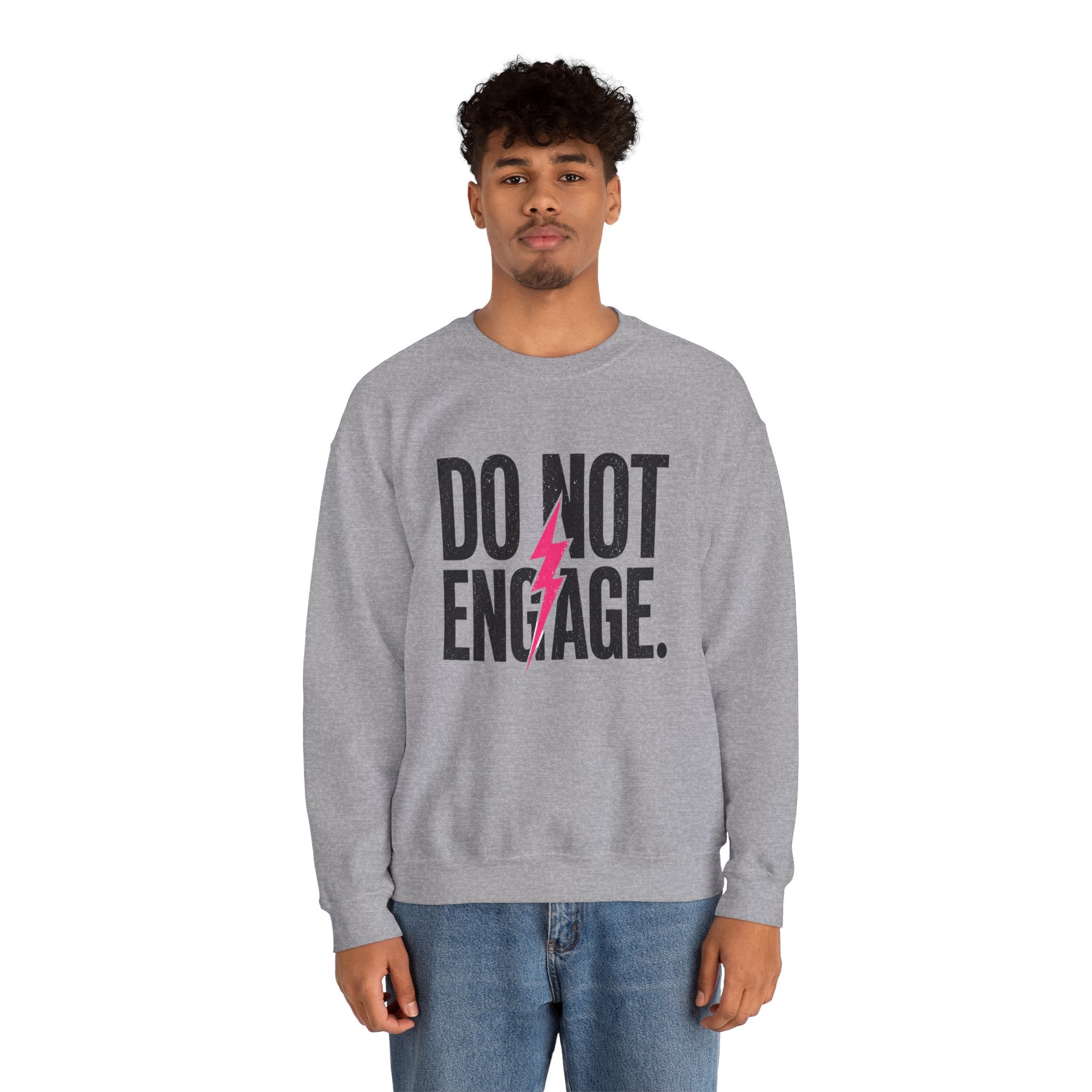 Do Not Engage Crewneck Sweatshirt – Bold Lightning Graphic Streetwear