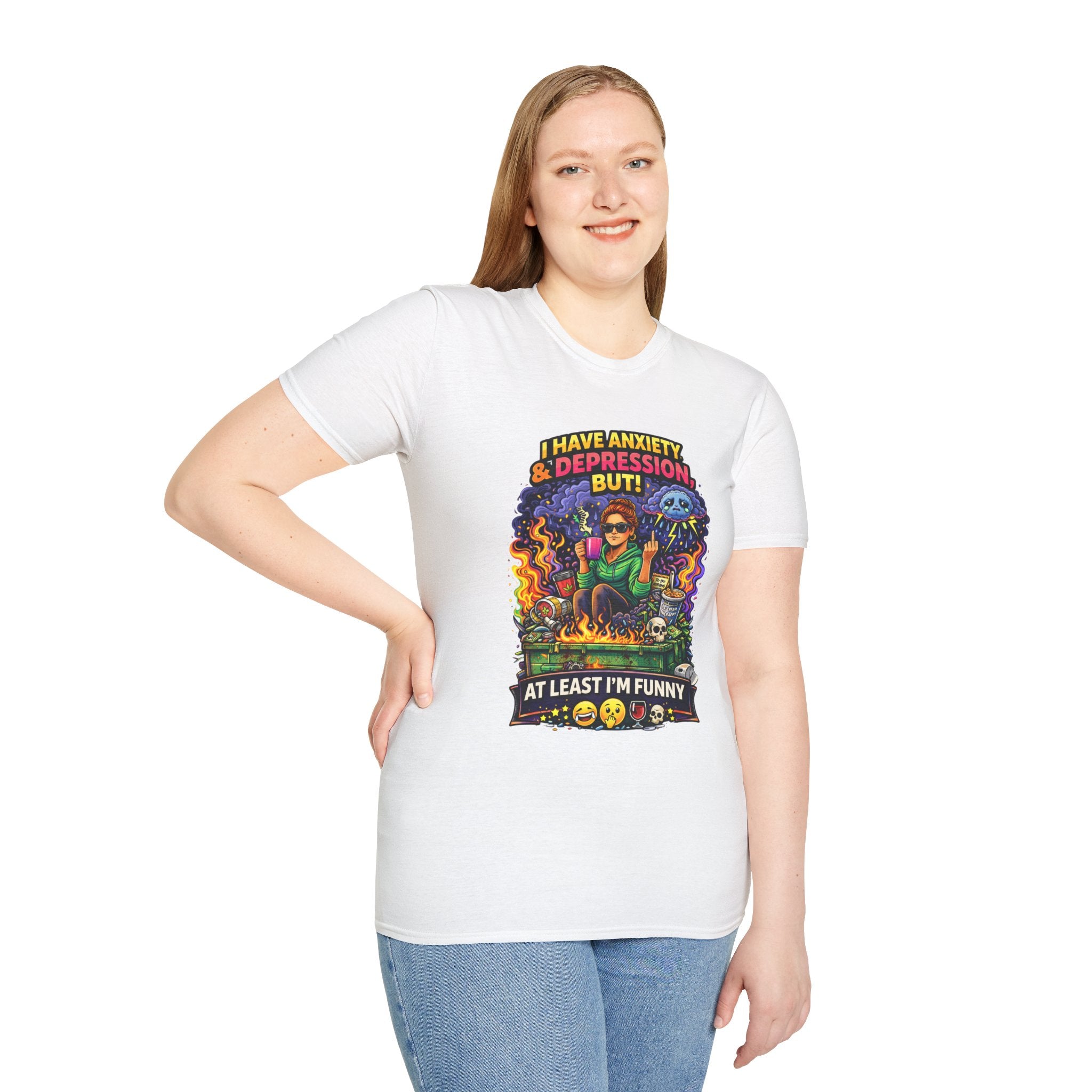 Funny Anxiety & Depression T‑Shirt — “I Have Anxiety & Depression But At Least I’m Funny” Graphic Tee
