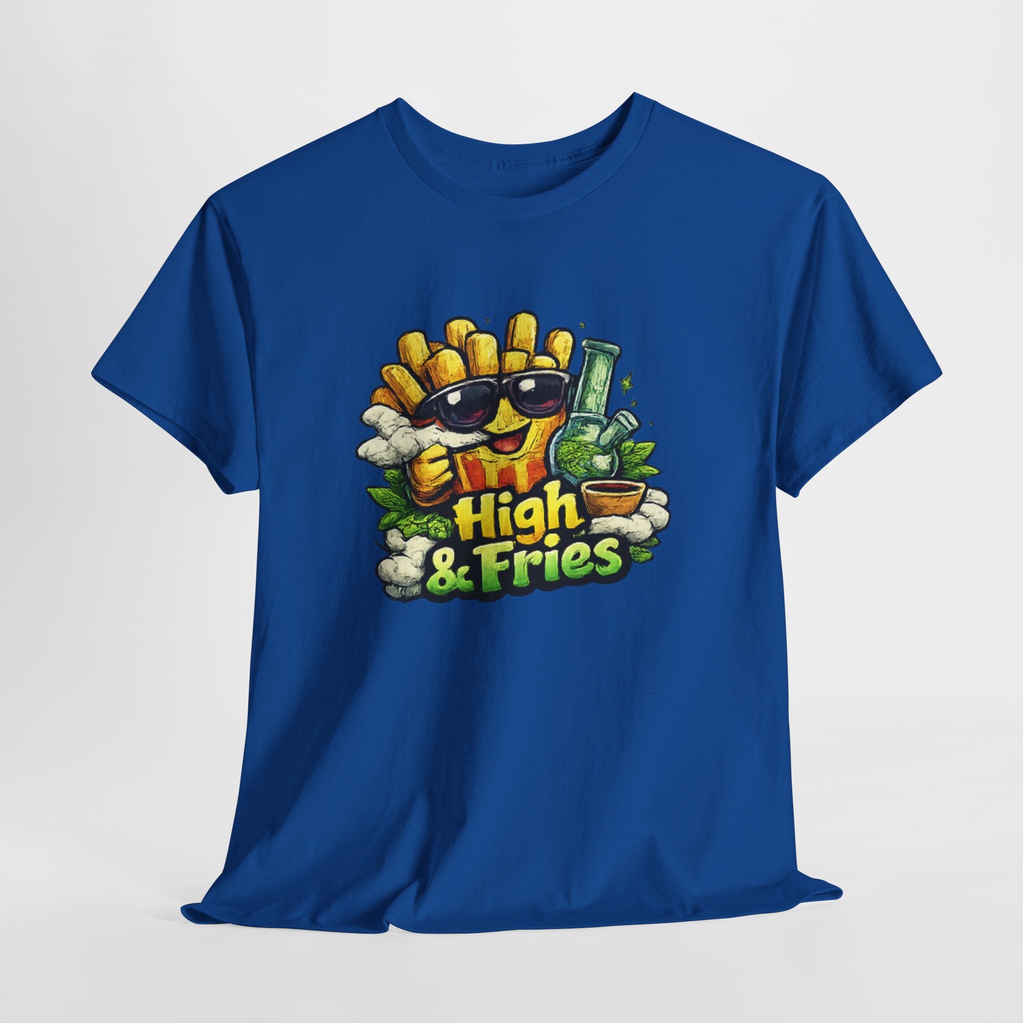 T-Shirt — "High & Fries" Funny Cannabis + Fries Graphic Tee