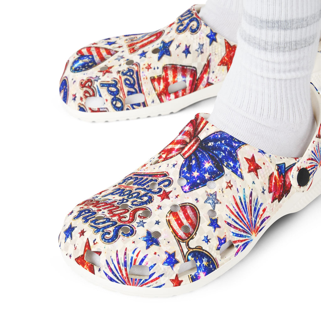Patriotic USA EVA Foam Clogs – Stars, Stripes & Good Times Slip-Ons