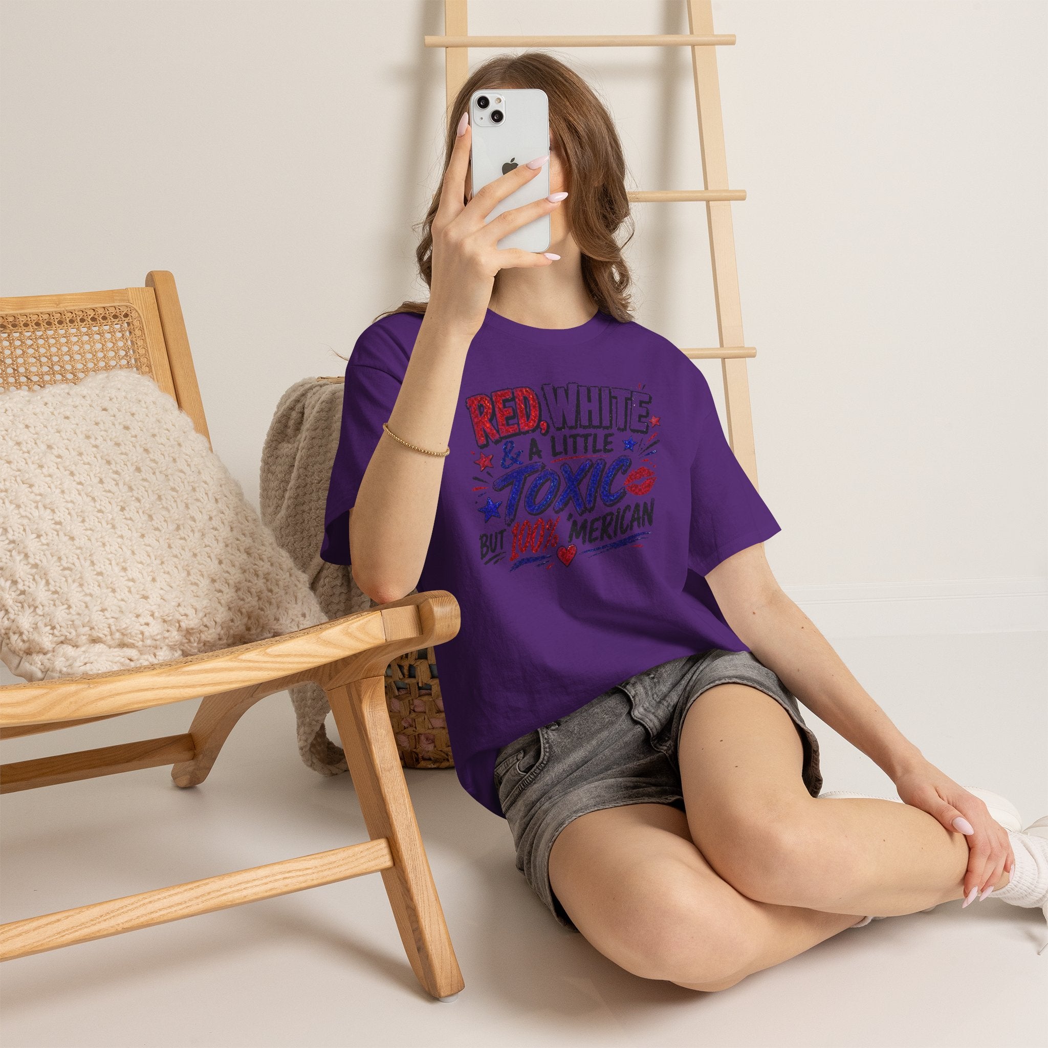 Patriotic 'Red, White & a Little Toxic but 100% Merican' Graphic Tee