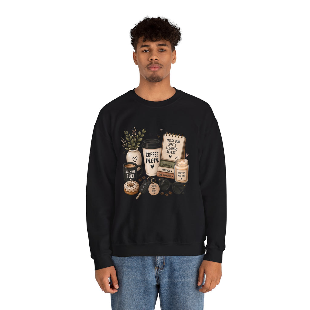 Coffee Mom Crewneck Sweatshirt — Cozy Morning Coffee Lover Graphic