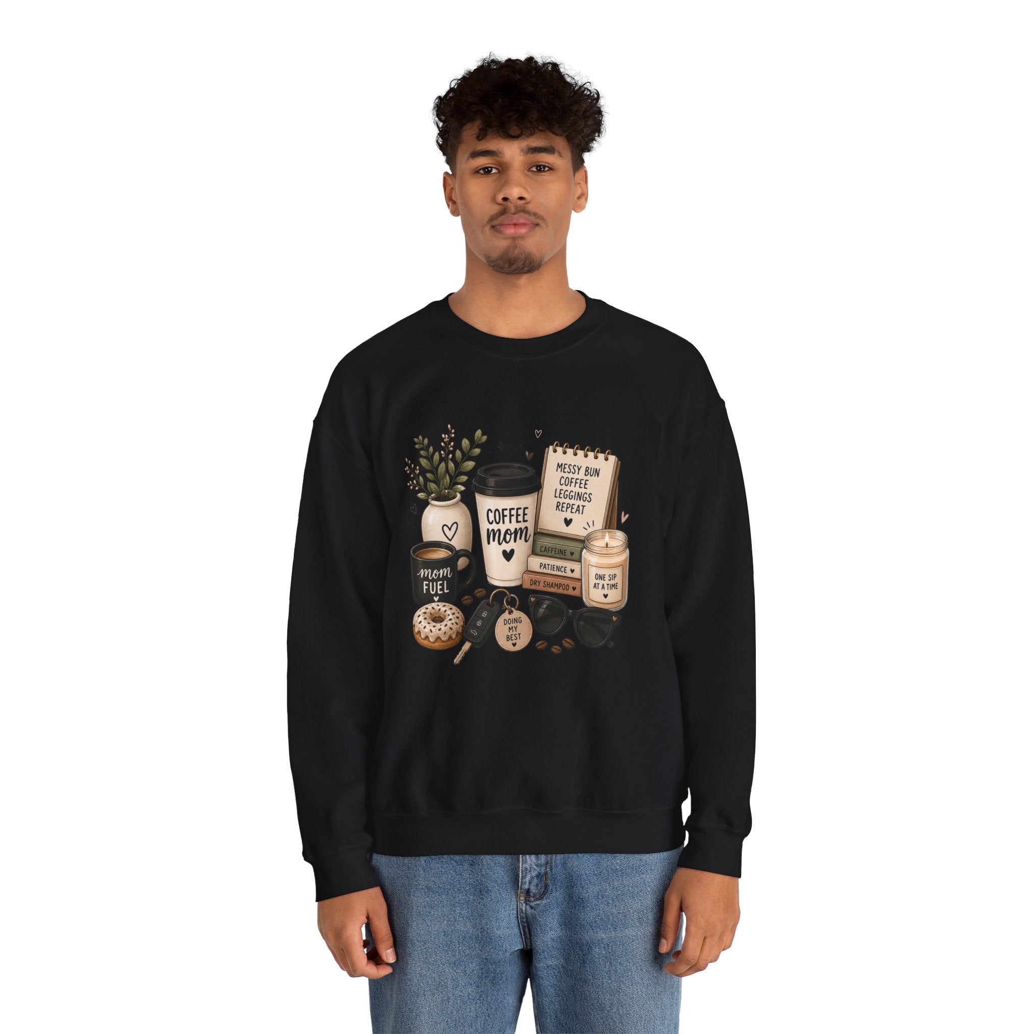 Coffee Mom Crewneck Sweatshirt — Cozy Morning Coffee Lover Graphic