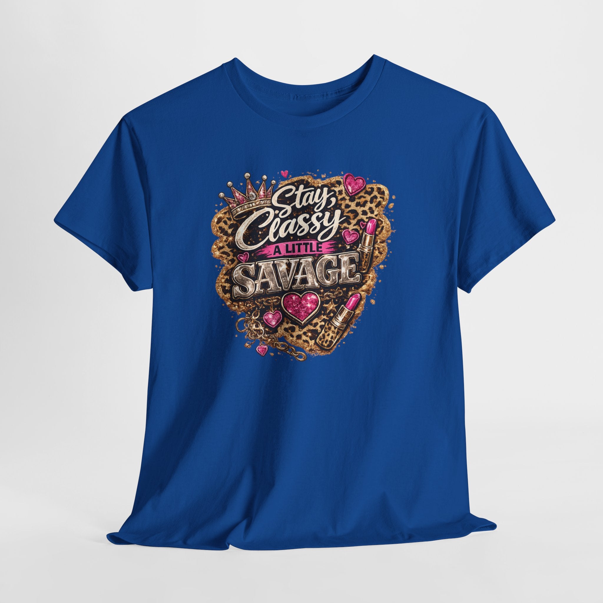 Stay Classy a Little Savage Tee — Leopard Heart Graphic T-Shirt