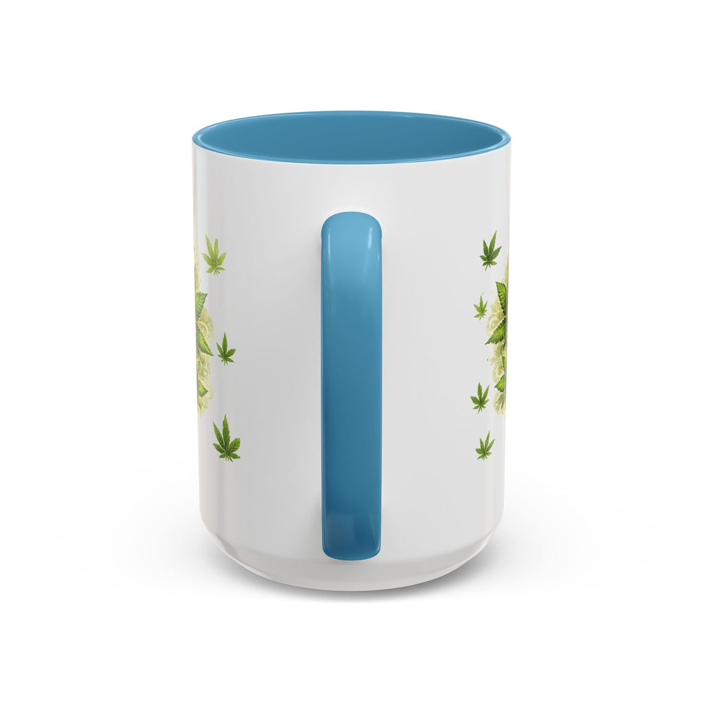Cannabis 420 Accent Coffee Mug — Indica & Sativa Leaf Pattern (11/15oz)