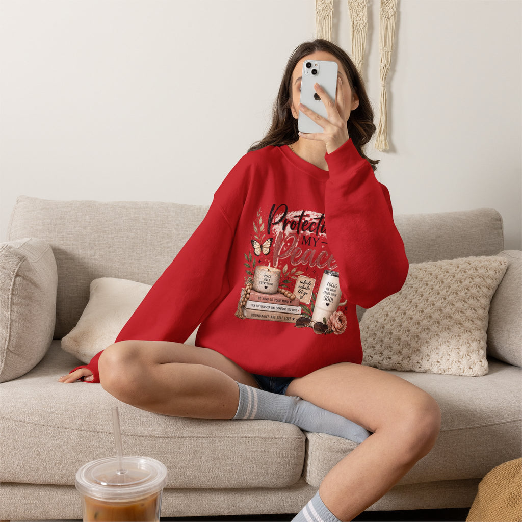 Crewneck Sweatshirt – "Protecting My Peace" Cozy Floral Graphic