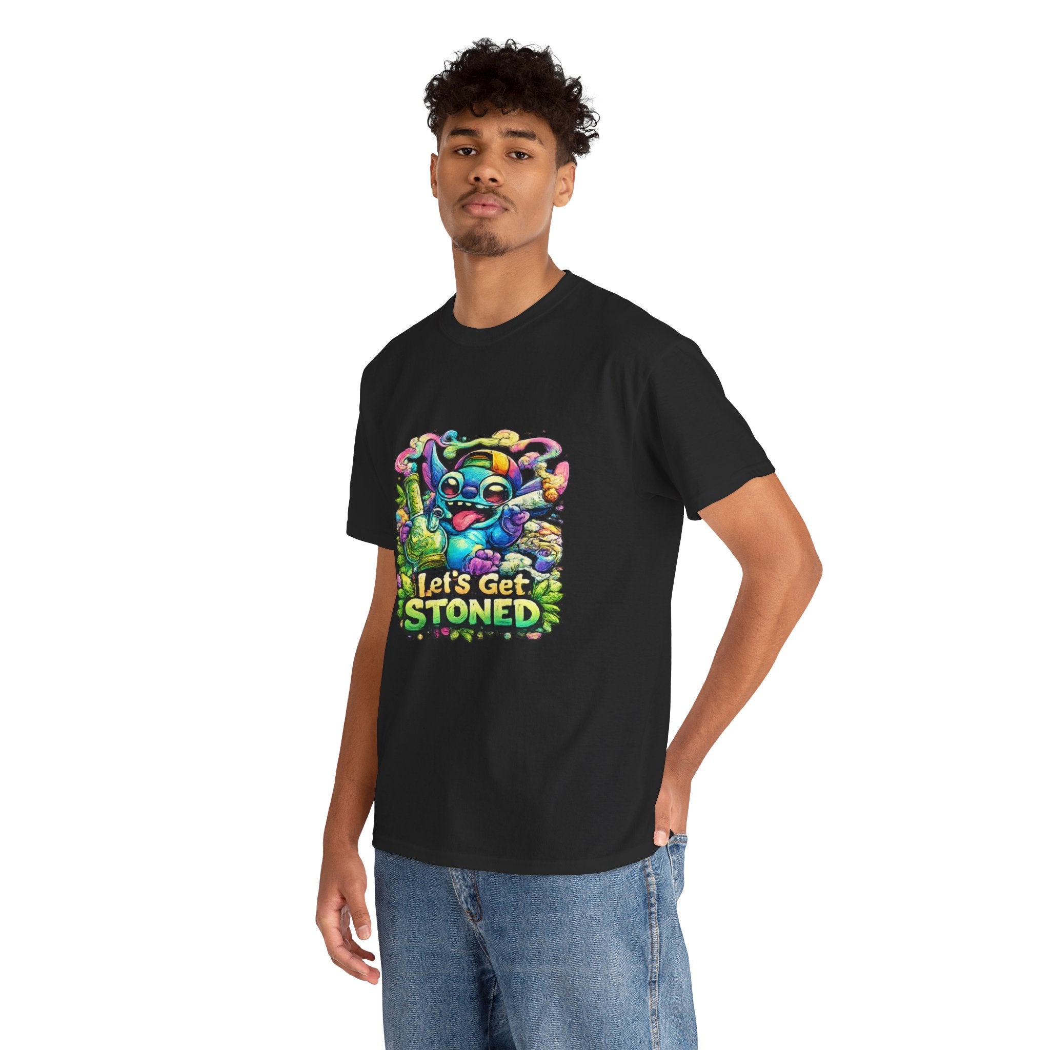 Let's Get Stoned T-Shirt — Colorful Trippy Alien Cannabis Tee