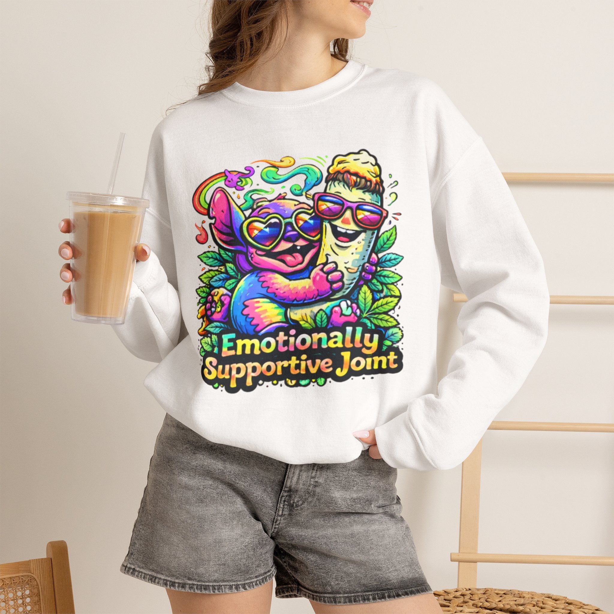 Emotionally Supportive Joint Sweatshirt — Cute Sloth & Joint Hug Graphic