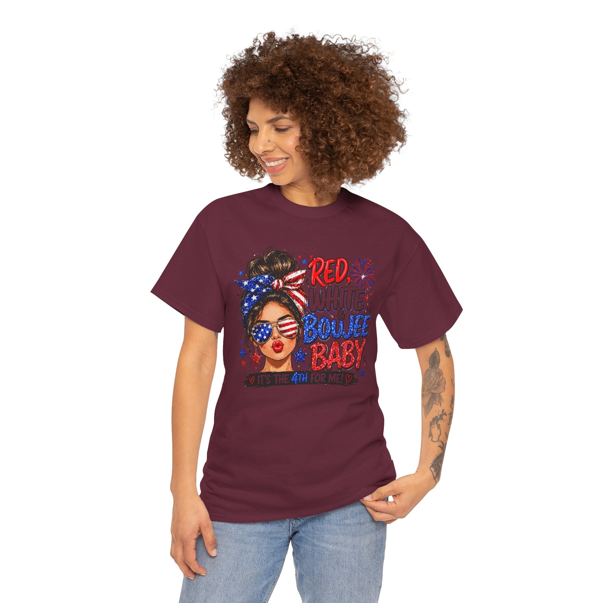 Patriotic 'Red White Boujee Baby' Tee – 4th of July Women's Graphic Shirt