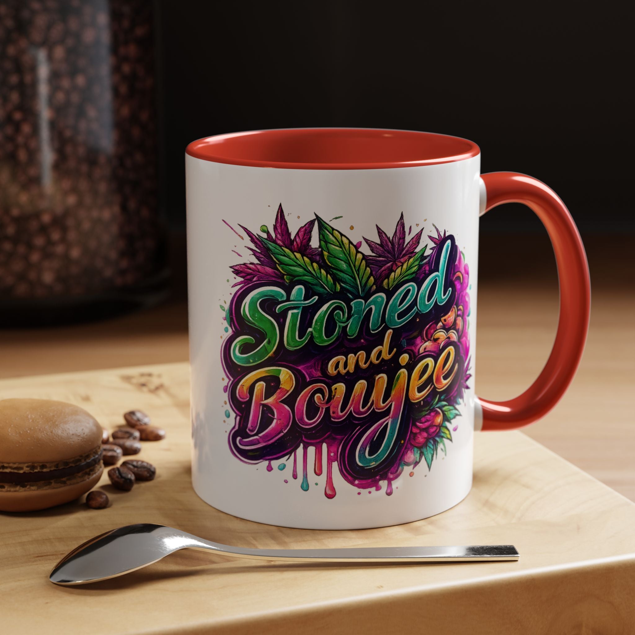Accent Coffee Mug — "Stoned and Boujee" Colorful Cannabis Art