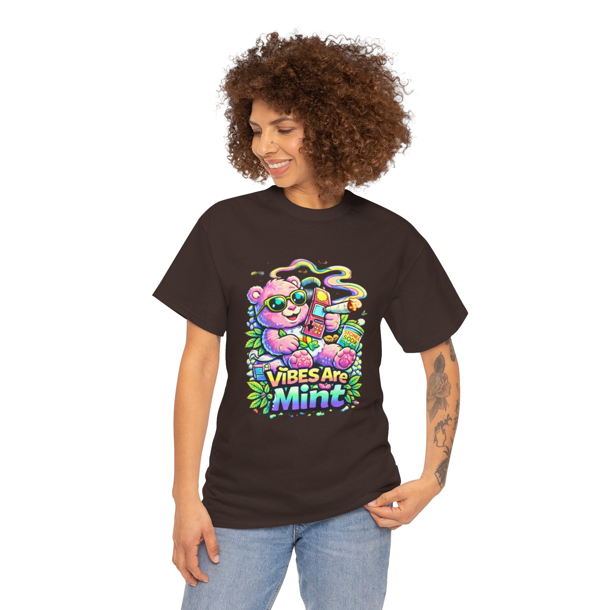Mint Vibes Bear Tee — Cute Retro Cartoon Graphic T-Shirt