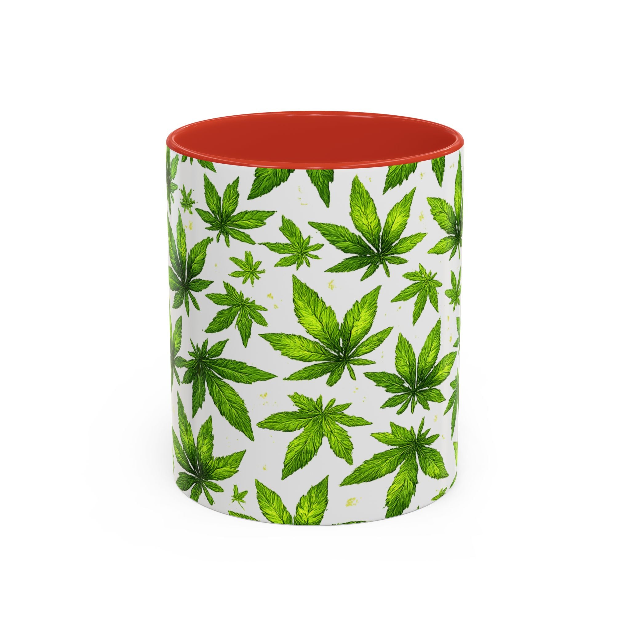 Cannabis Leaf Pattern Accent Coffee Mug – 11/15oz Ceramic
