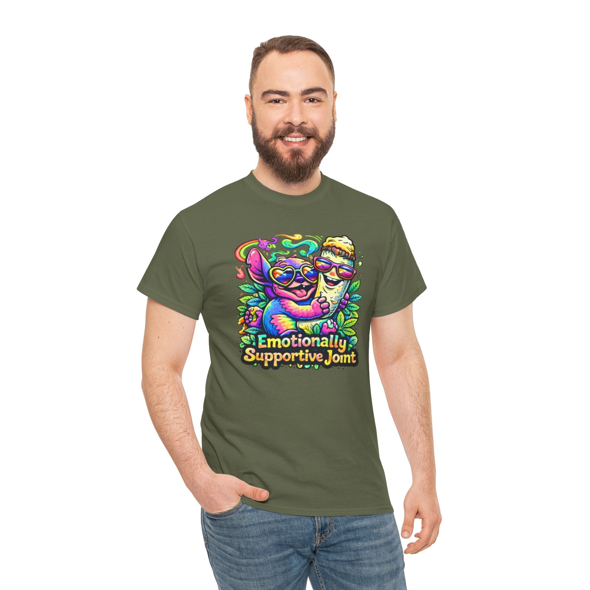 T-Shirt — "Emotionally Supportive Joint" Colorful Sloth & Ice Cream Graphic Tee