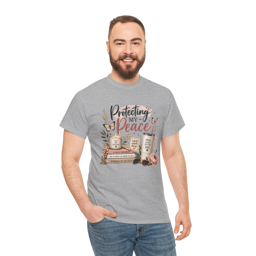 Protecting My Peace T-Shirt — Cozy Floral Coffee & Book Graphic Tee
