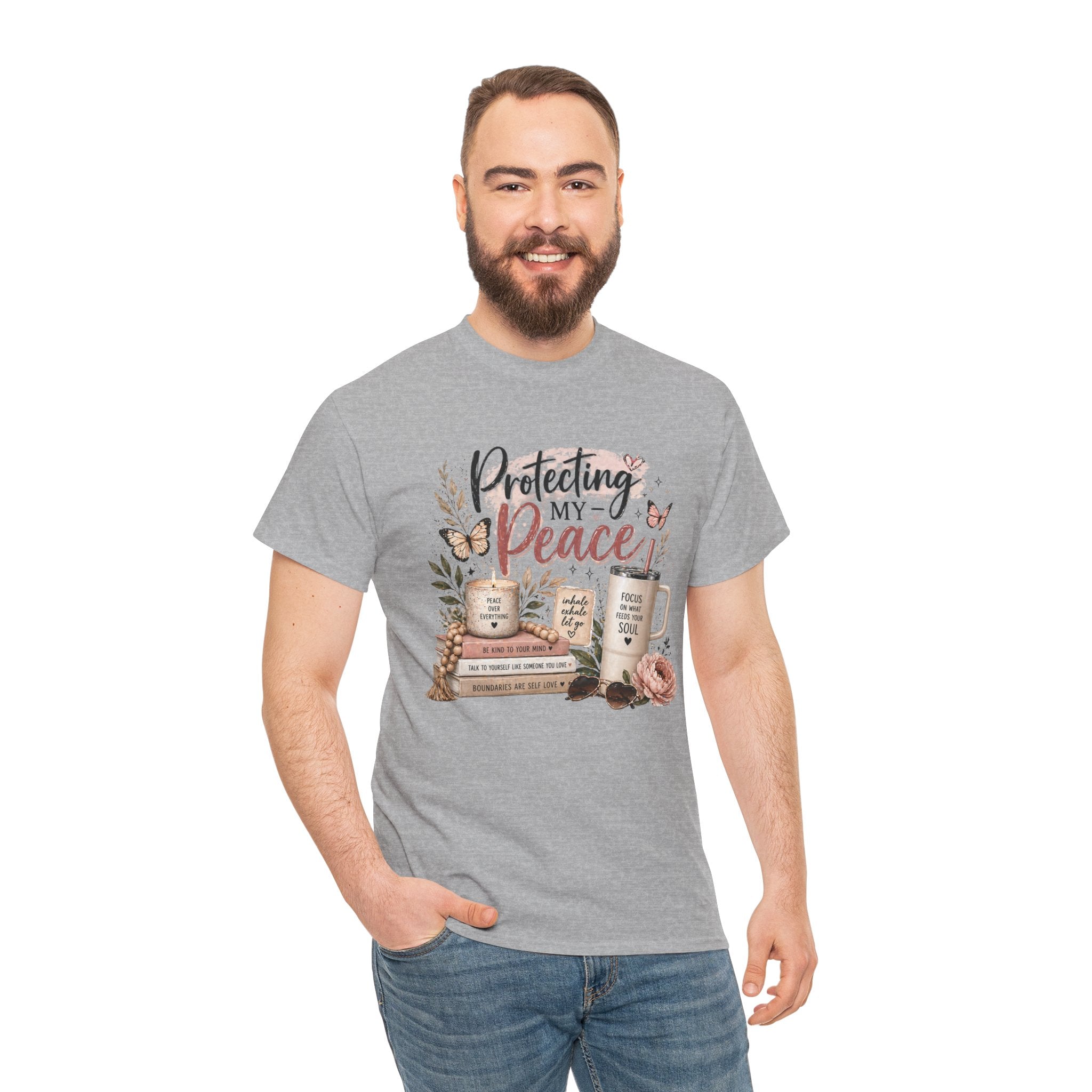 Protecting My Peace T-Shirt — Cozy Floral Coffee & Book Graphic Tee