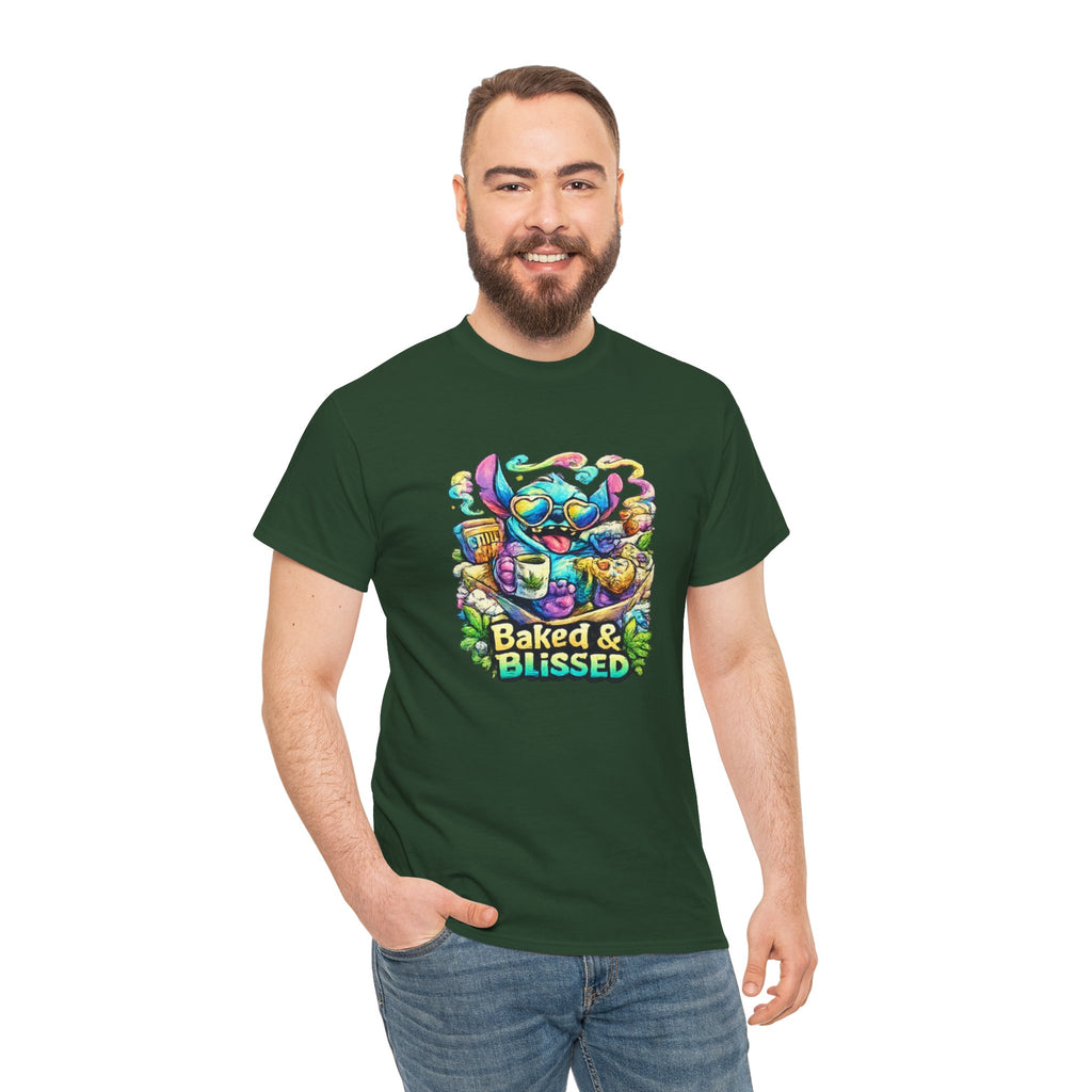 T-Shirt — Colorful 'Baked & Blissed' Cartoon Dessert Graphic Tee