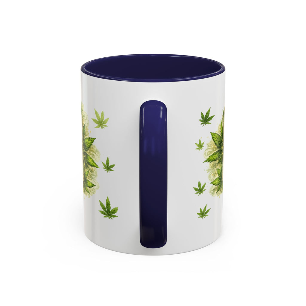 Cannabis 420 Accent Coffee Mug — Indica & Sativa Leaf Pattern (11/15oz)