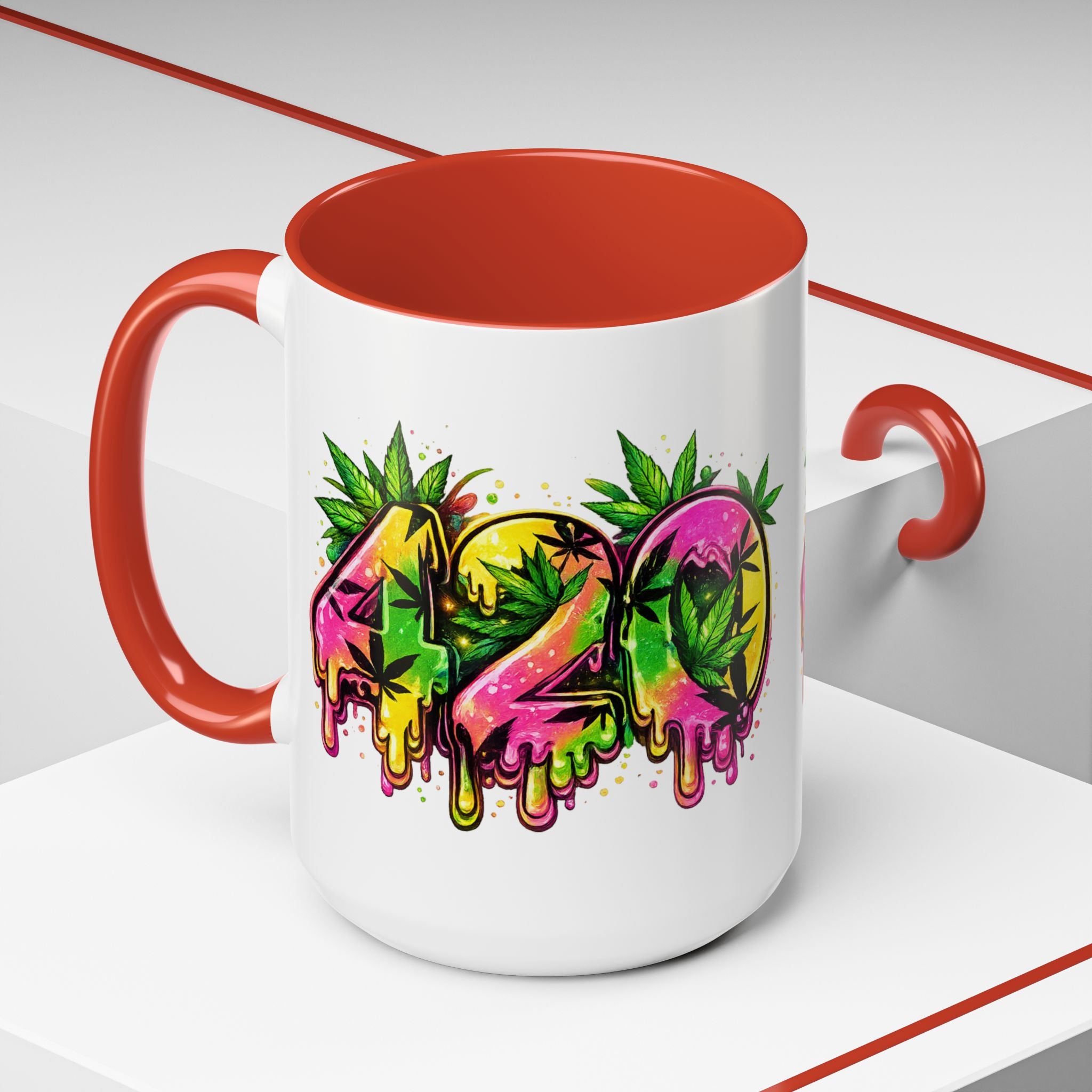 420 Drip Coffee Mug — Colorful Cannabis Stoner Art Accent Mug (11/15oz)