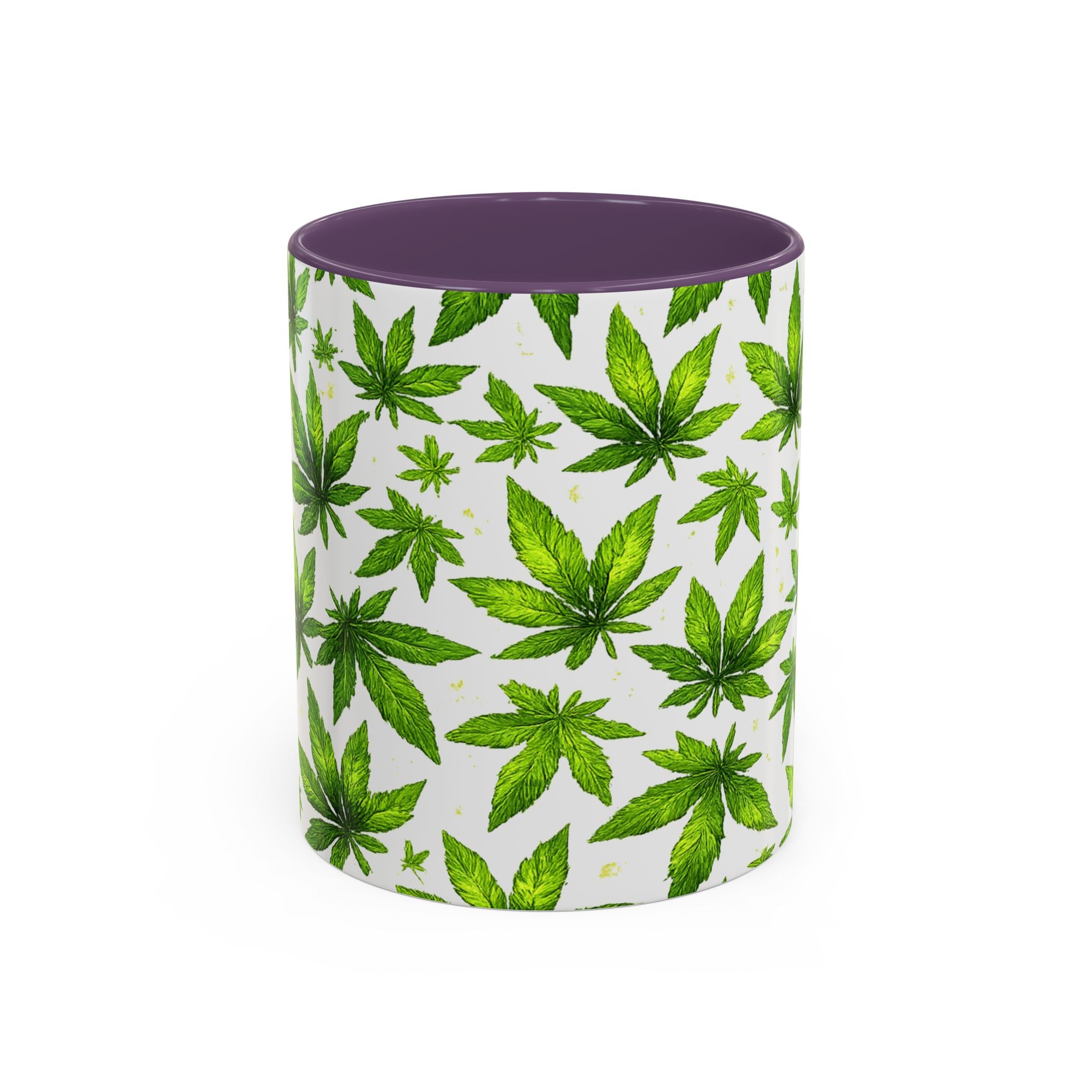 Cannabis Leaf Pattern Accent Coffee Mug – 11/15oz Ceramic