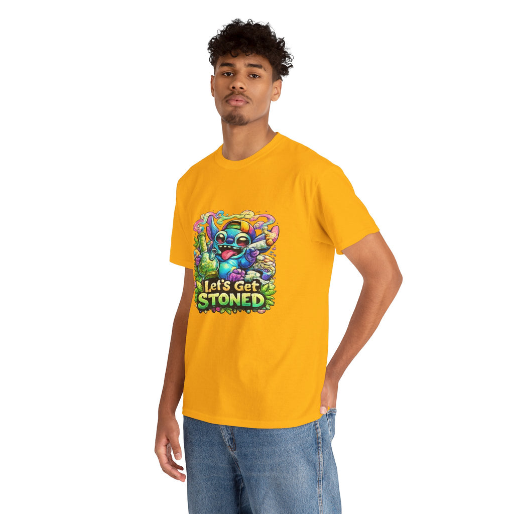 Let's Get Stoned T-Shirt — Colorful Trippy Alien Cannabis Tee