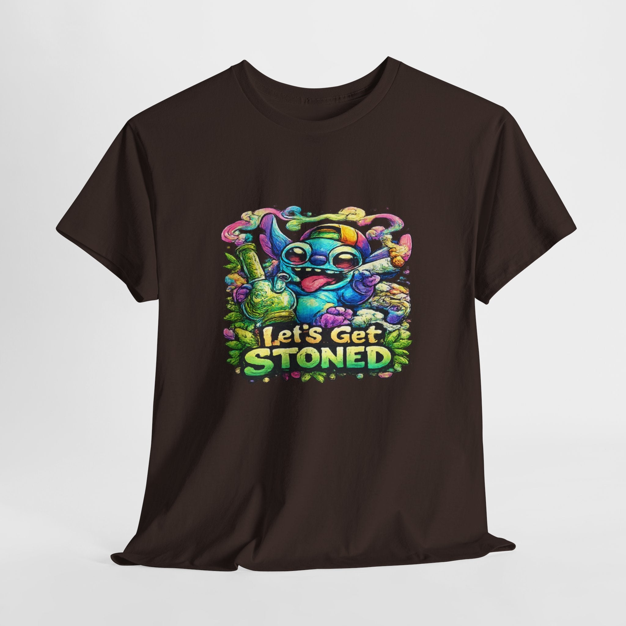 Let's Get Stoned T-Shirt — Colorful Trippy Alien Cannabis Tee