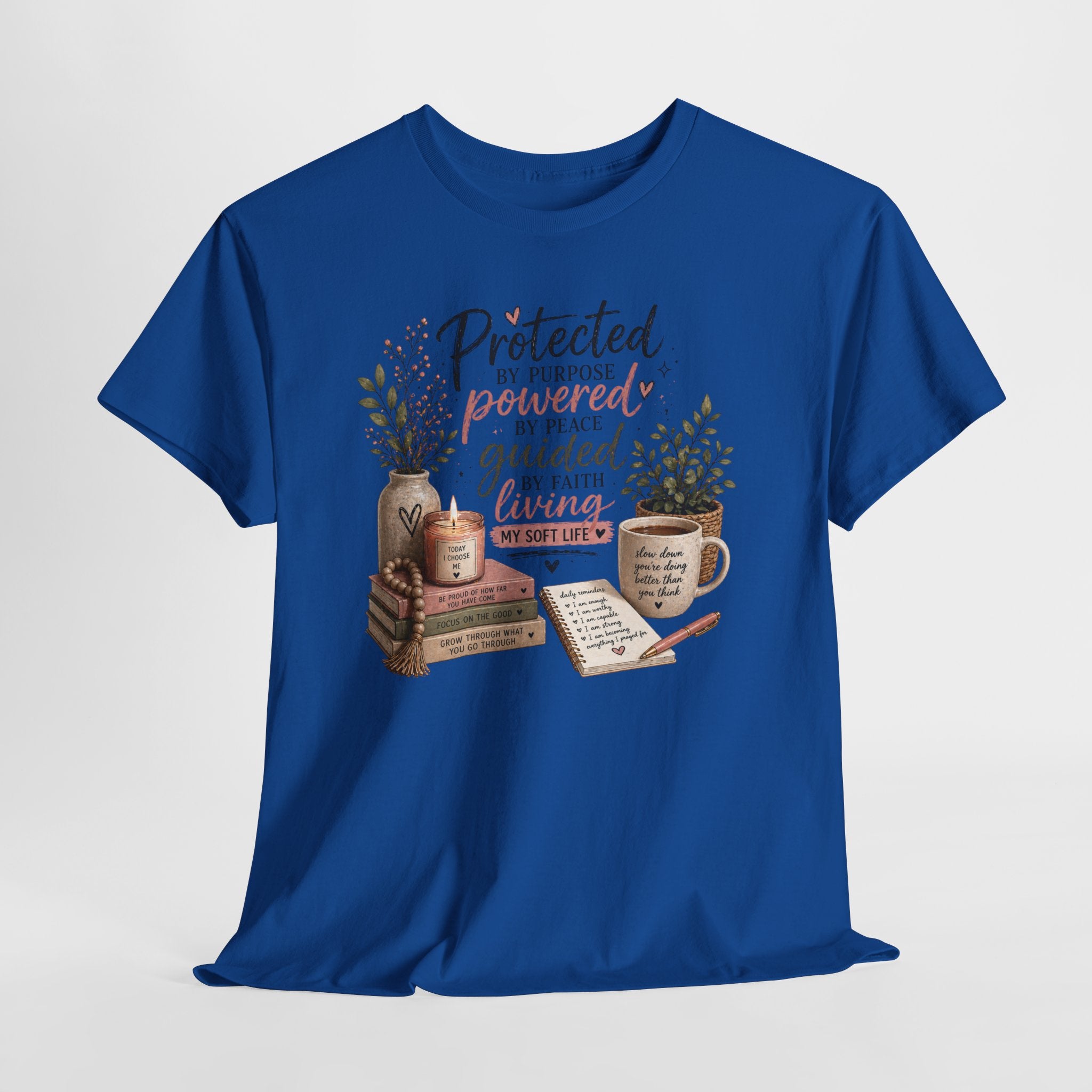 Christian Faith T-Shirt — “Protected, Powered, Guided” Inspirational Tee