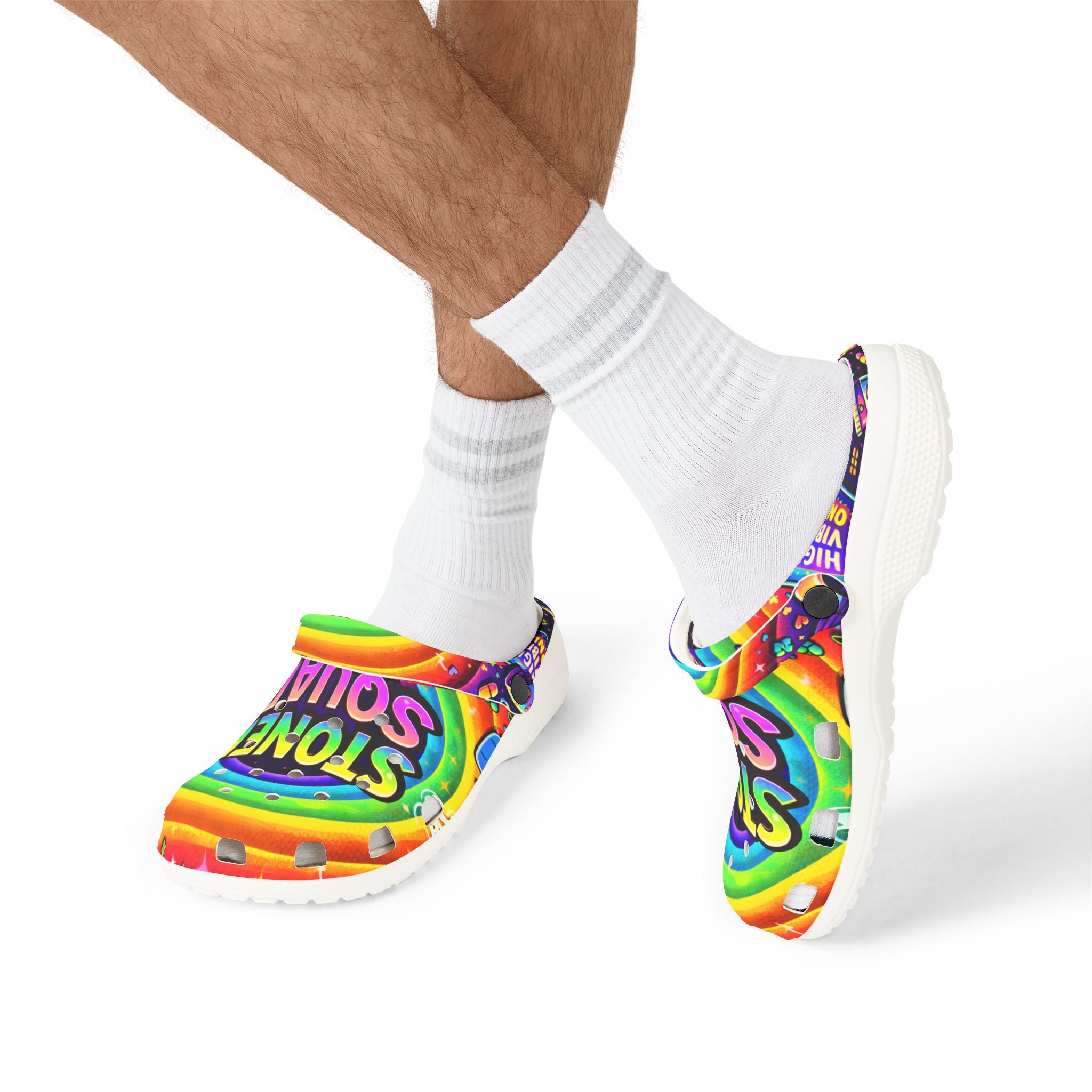 Stoner Squad Rainbow EVA Clogs — Colorful Foam Slip-On Shoes