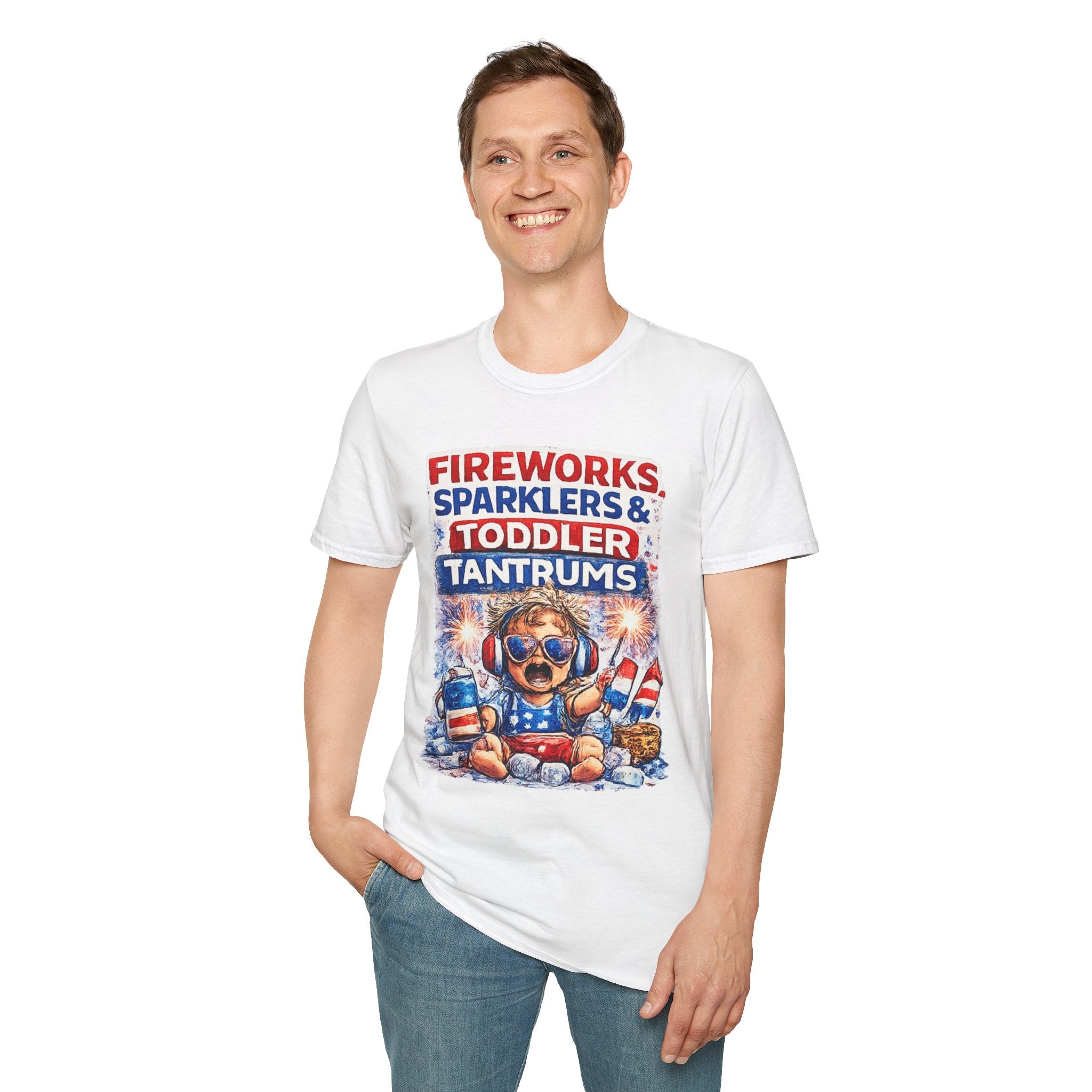 Fireworks, Sparklers & Toddler Tantrums T-Shirt — Funny 4th of July Patriotic Tee