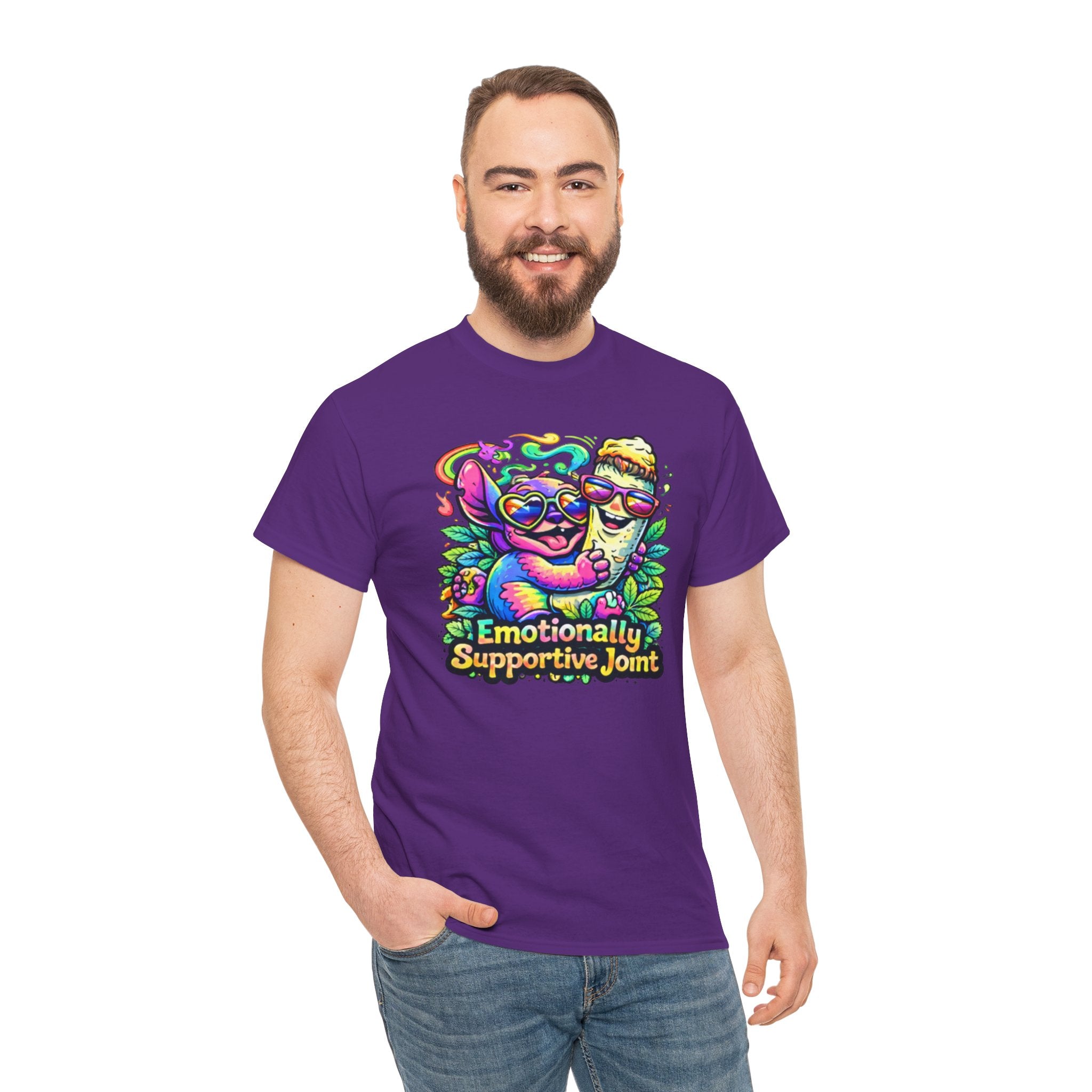 T-Shirt — "Emotionally Supportive Joint" Colorful Sloth & Ice Cream Graphic Tee