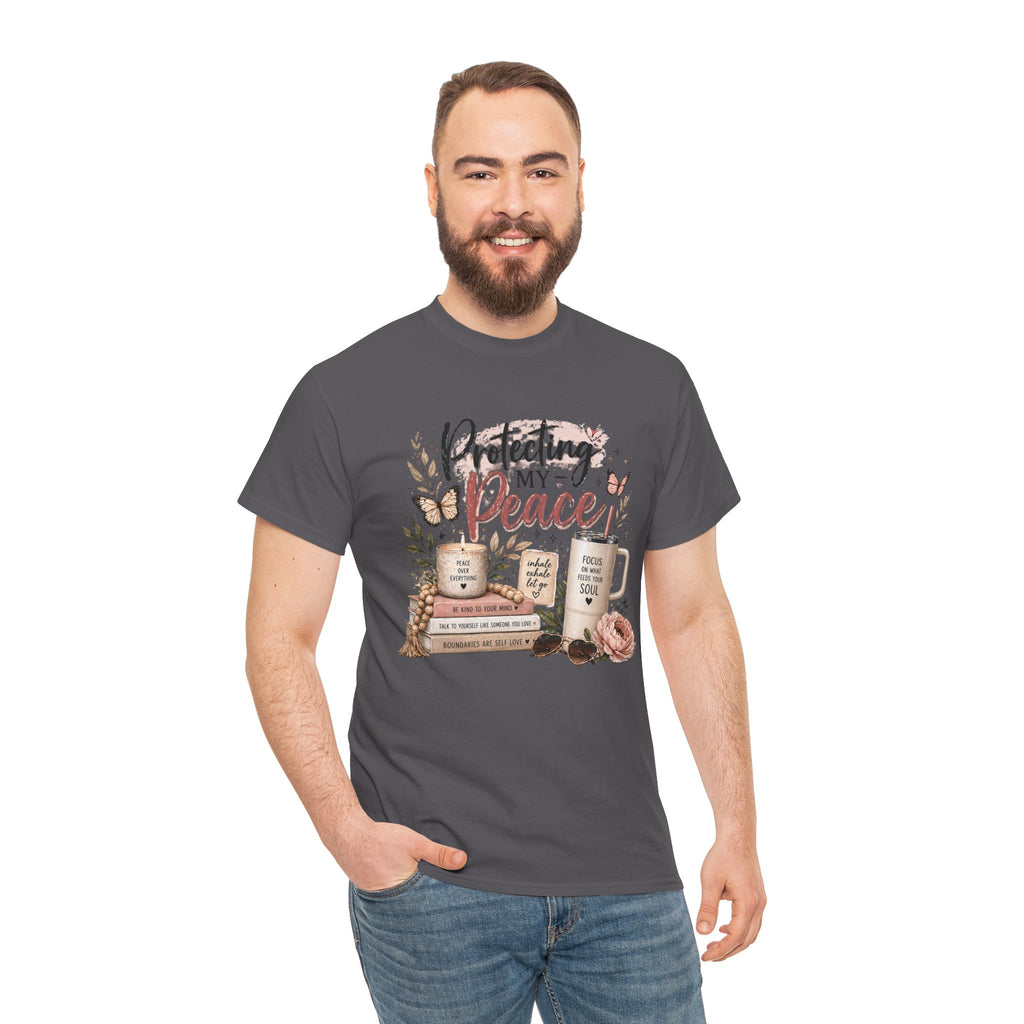 Protecting My Peace T-Shirt — Cozy Floral Coffee & Book Graphic Tee