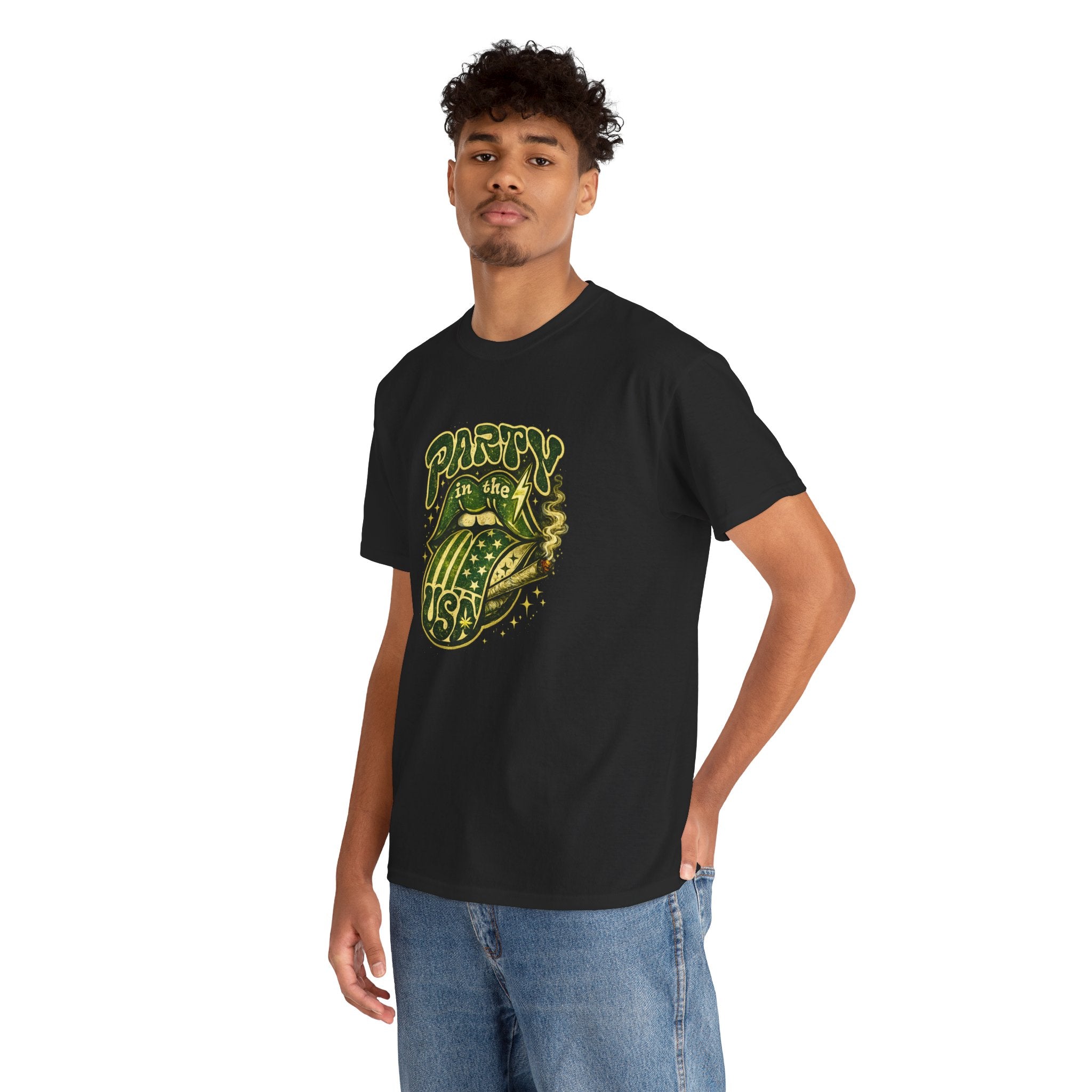 Party in the USA Graphic T-Shirt – Retro Rolling Tongue Design