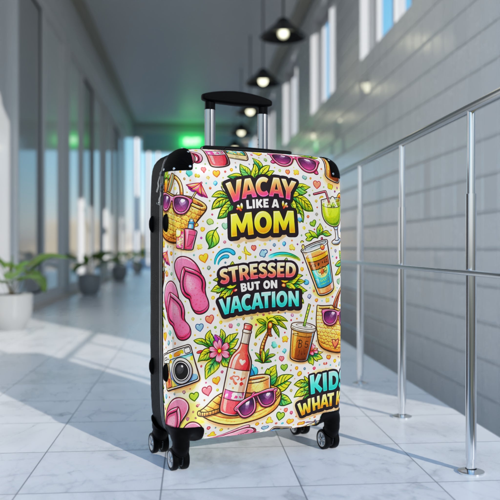 Suitcase — "Vacay Like a Mom" Colorful Travel Carry-On