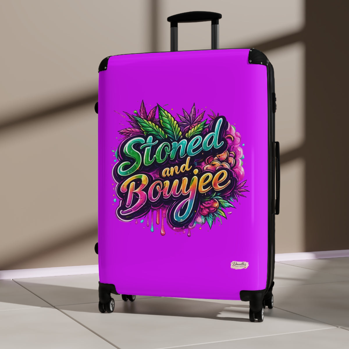 Stoned and Boujee Carry-On Suitcase – Colorful Cannabis Travel Luggage
