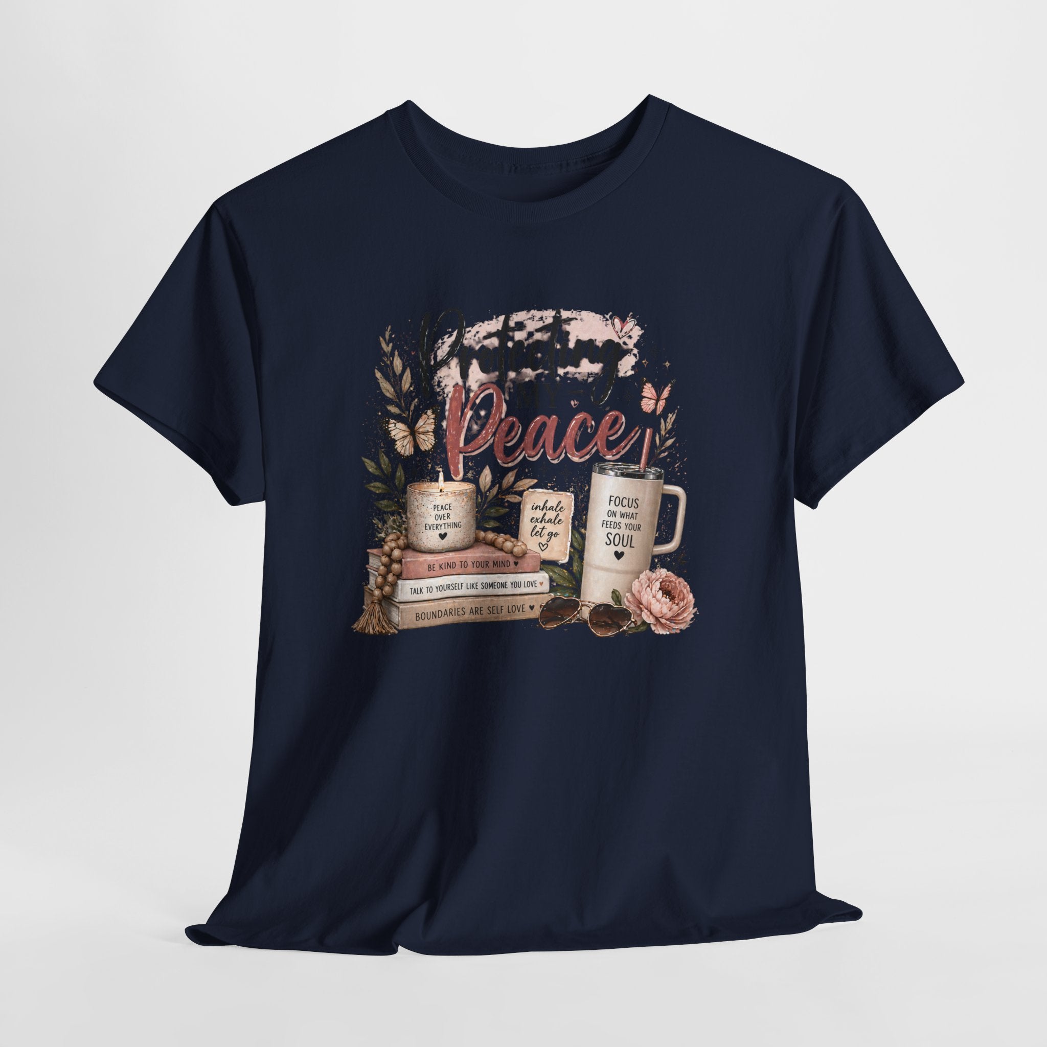 Protecting My Peace T-Shirt — Cozy Floral Coffee & Book Graphic Tee