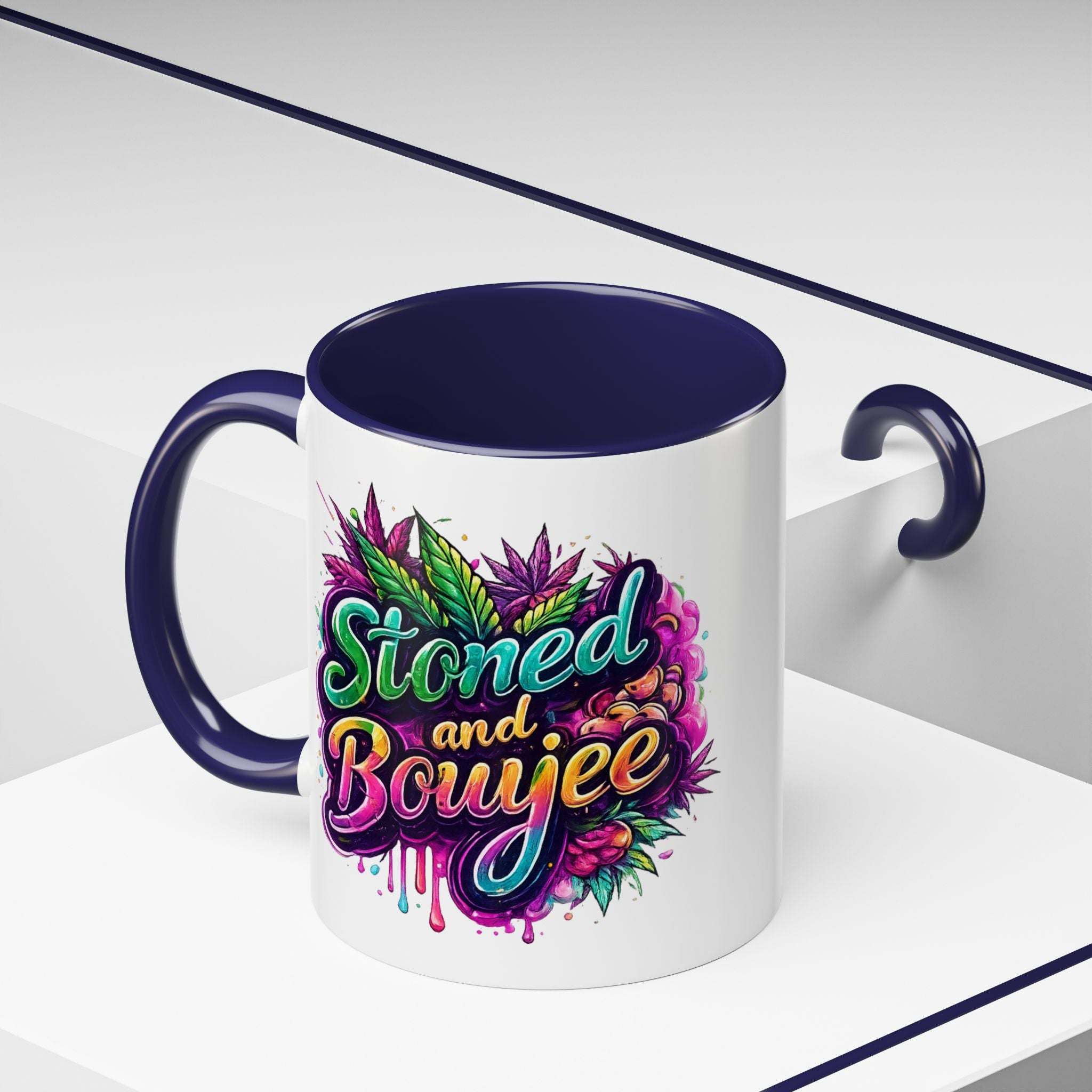 Accent Coffee Mug — "Stoned and Boujee" Colorful Cannabis Art