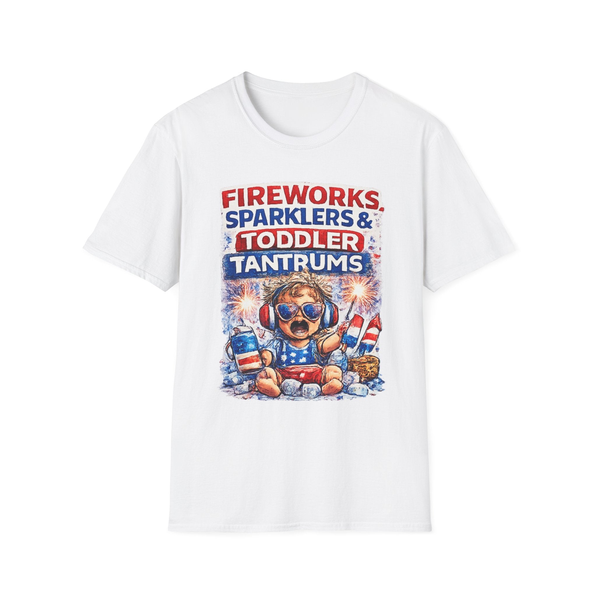 Fireworks, Sparklers & Toddler Tantrums T-Shirt — Funny 4th of July Patriotic Tee