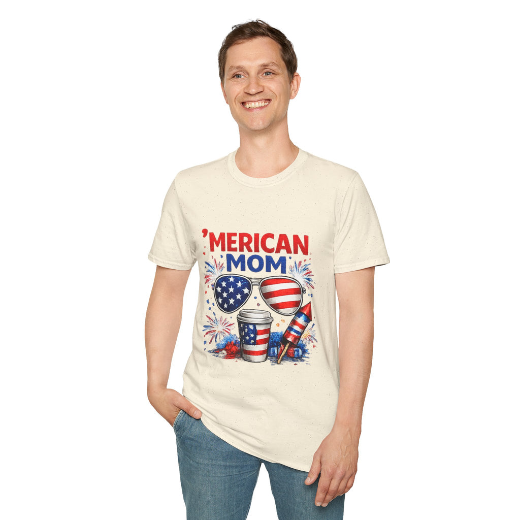 'Merican Mom T-Shirt — Patriotic 4th of July Graphic Tee for Moms