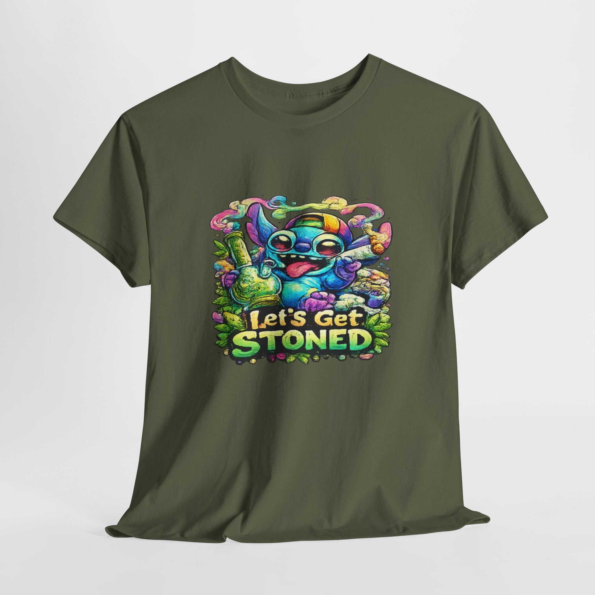 Let's Get Stoned T-Shirt — Colorful Trippy Alien Cannabis Tee