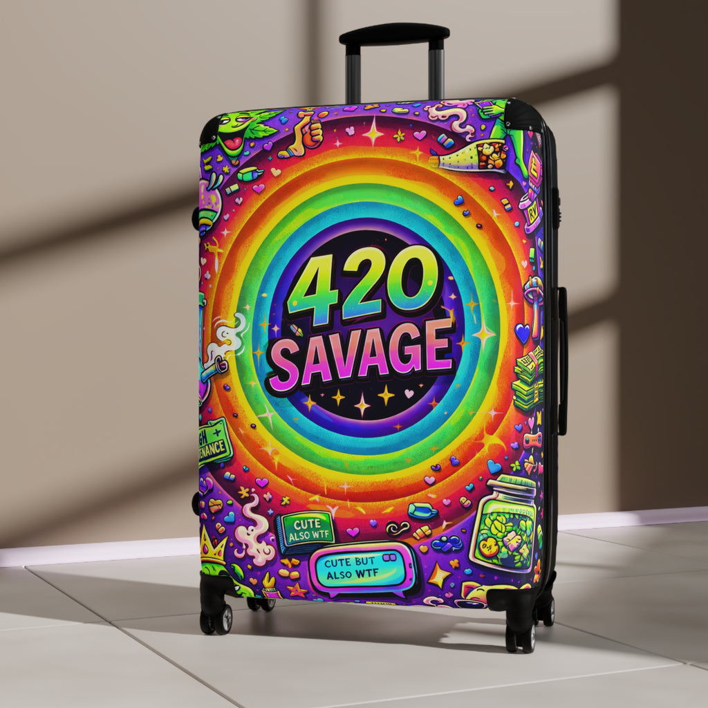 Suitcase — 420 Savage Colorful Rolling Luggage (Psychedelic Rainbow Travel Case)